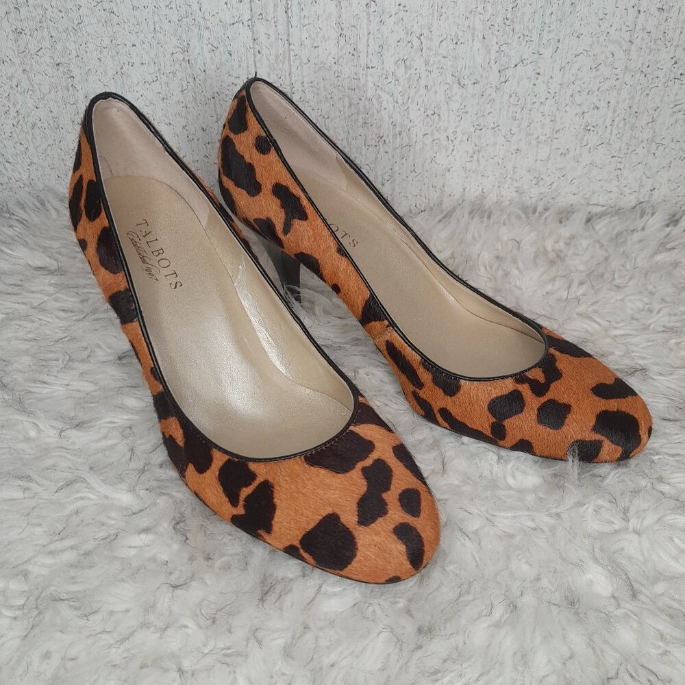 9B TALBOTS Calf Hair Leopard Print Heels Pumps